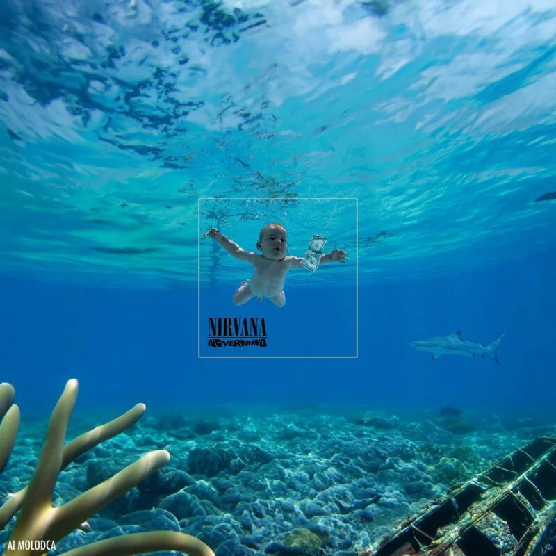 Обложка альбома Nirvana с заливкой в Фотошопе